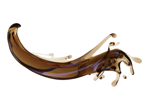摘要棕色液体在白色背景上飞溅。3 d渲染。图片下载