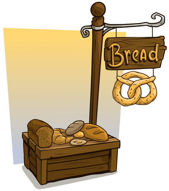卡通面包师摊贩摊位市场木制摊位图片下载