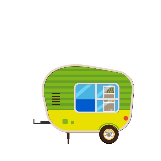 拖车矢量模板的品牌和广告孤立的白色。侧视图，为品牌身份街头咖啡馆和快餐运输。孤立的，扁平的卡通风格图片下载