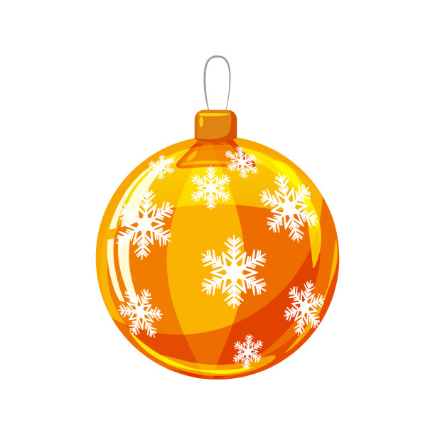 圣诞球黄色，金色，白色装饰白色背景，插图，矢量，孤立图片下载