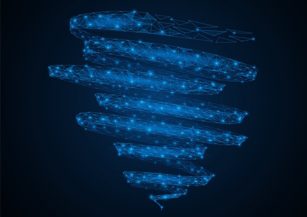 龙卷风。由三角形的线和点组成的网状结构形成了一个风漏斗。图片下载