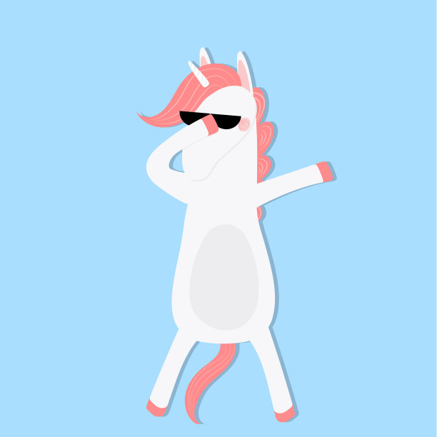 轻拍独角兽孤立的蓝色背景轻拍马图片下载