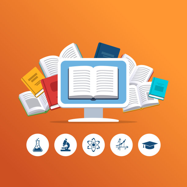 背景是飞翔书籍的台式电脑图片下载