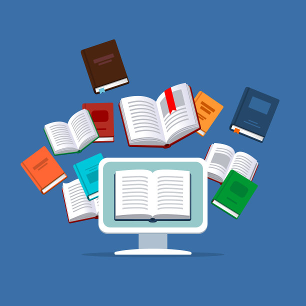 背景是飞翔书籍的台式电脑图片下载