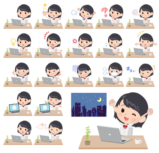 女学生白色衬衫夏天书桌工作素材图片