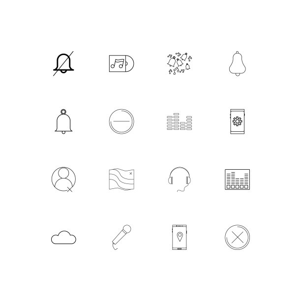 音乐线形细图标集。勾勒出简单的矢量图标图片下载