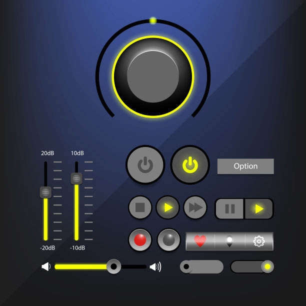 音乐播放器界面或音频播放器界面与控制导航面板。现代设计。图片下载