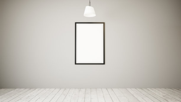 最小画廊上的白色框架图片下载