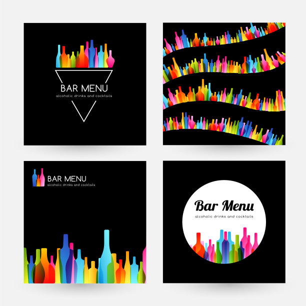 菜单栏设计收藏。卡片、标签、徽章和曲线边框图片下载