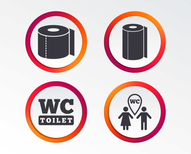 卫生纸图标。男厕所和女厕所。图片下载