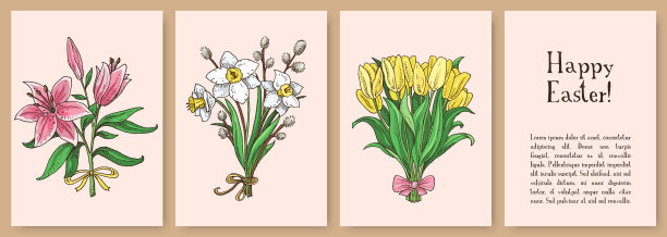 一套手绘复活节礼品卡图片下载