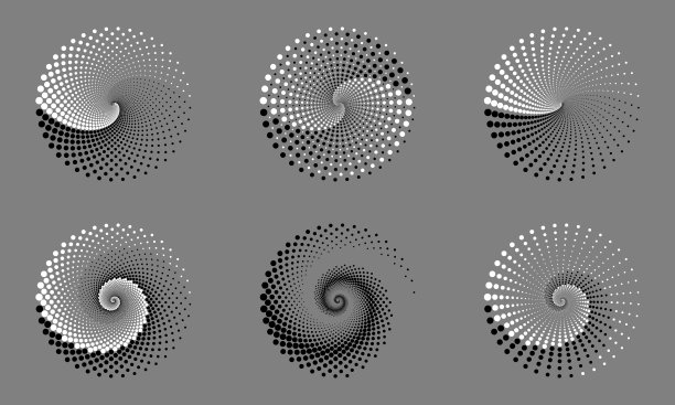 摘要虚线矢量背景。半色调的效果。螺旋虚线背景或图标。阴阳风格。图片下载