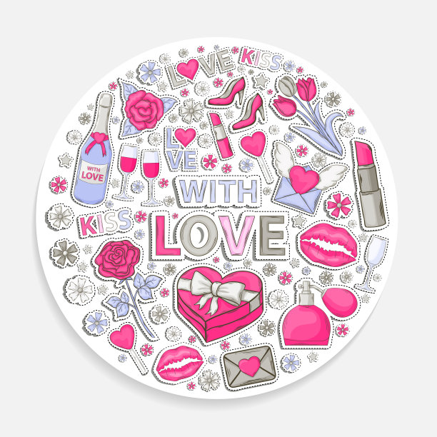 爱的图标设置在一个贴纸图片下载