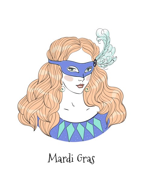 狂欢节女孩矢量插图。图片下载