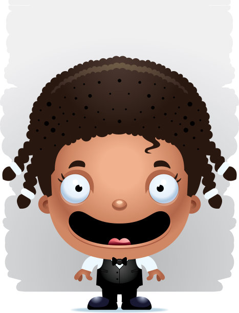 微笑的卡通女孩服务员图片下载