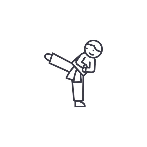 空手道线性图标概念。空手道线矢量符号、符号、插图。图片下载