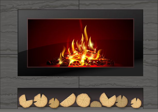 带火的现代壁炉图片下载