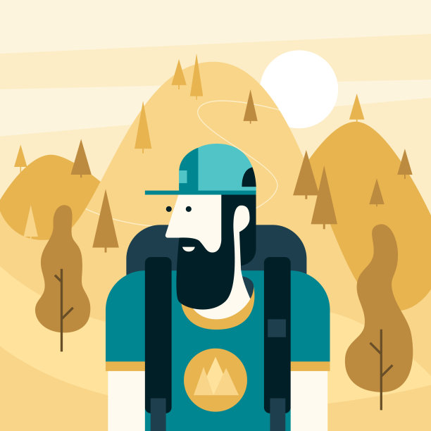 背包徒步旅行的游客。图片下载