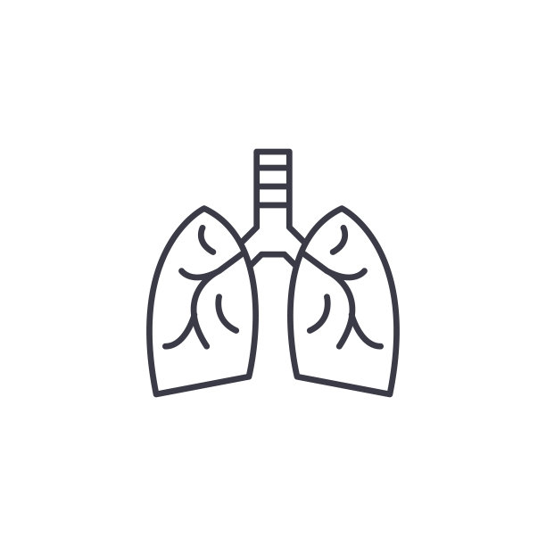 肺呼吸线性图标概念。肺呼吸线向量符号、符号、插图。图片下载