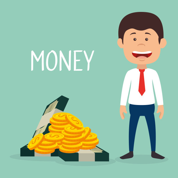 商人与硬币和纸币美元货币素材图片