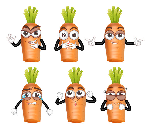 表情Carrot Set with Facial Expression图片下载