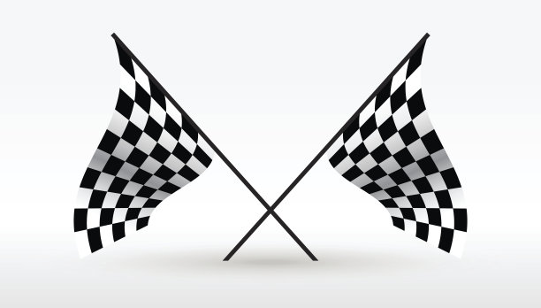 开始和结束旗。汽车摩托赛车。方格旗。向量现实的形象。图片下载