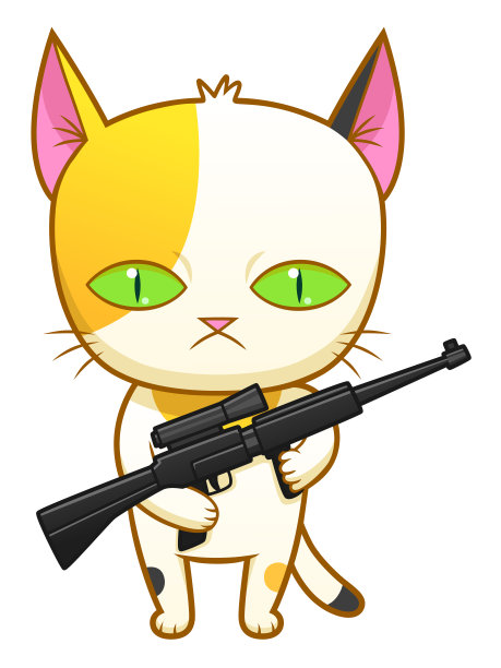 拿着来复枪的奇怪小猫图片下载