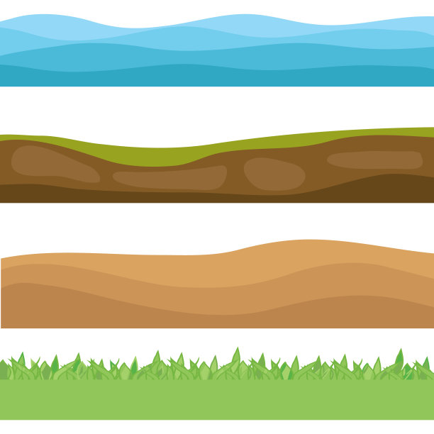 地球的风景。大海，大地，沙漠，绿色的草地。一组现实的风景。图片下载