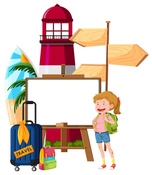 白色背景上的旅行设置横幅图片下载