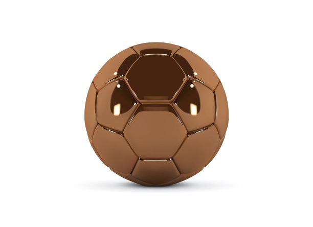 白色背景上的金色足球图片下载
