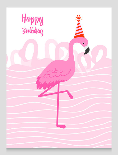 火烈鸟或热带鸟类插图派对卡片。夏天充满异国情调的背景。复古可爱的横幅或春季假日集图片下载