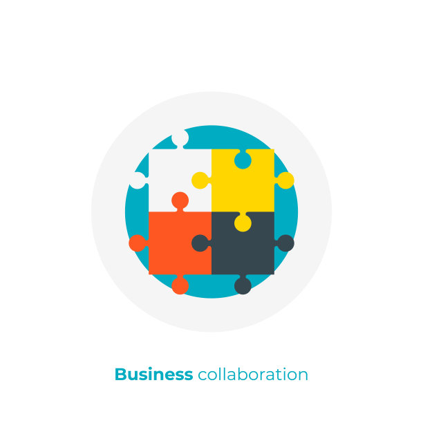 平面艺术拼图。团队建设。可伸缩的矢量图标在现代平面风格。卡通元素矢量插图。图片下载