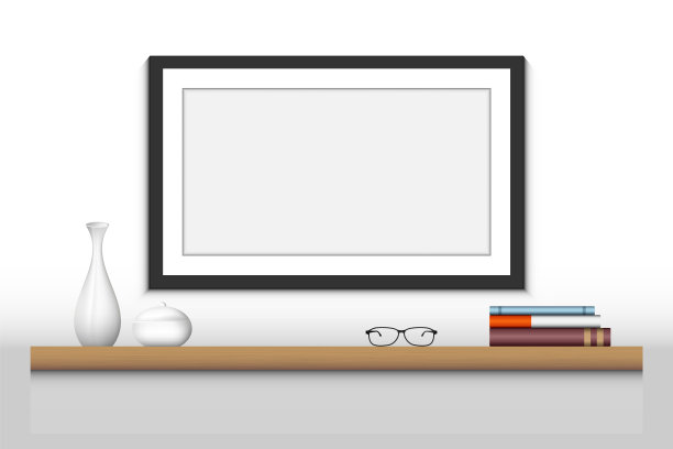 室内装饰架和相框，矢量设计，插图图片下载