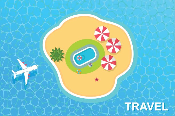 矢量水平横幅与顶视图岛图片下载