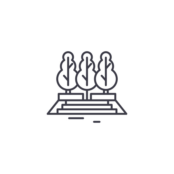 城市公园线性图标概念。城市公园线向量标志、符号、插图。图片下载