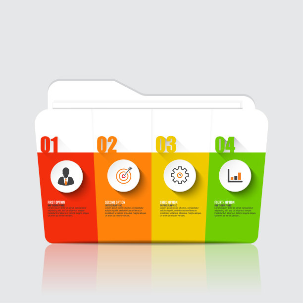 信息图设计矢量和营销图标可以用于工作流布局，图表，年度报告，网页设计。具有4个选项、步骤或流程的业务概念。图片下载