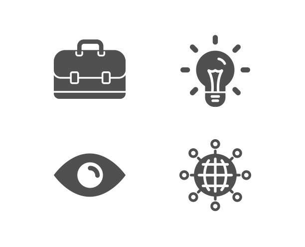 想法，眼睛和组合图标。国际地球的迹象。灯泡，视图或视觉，商业案例。图片下载