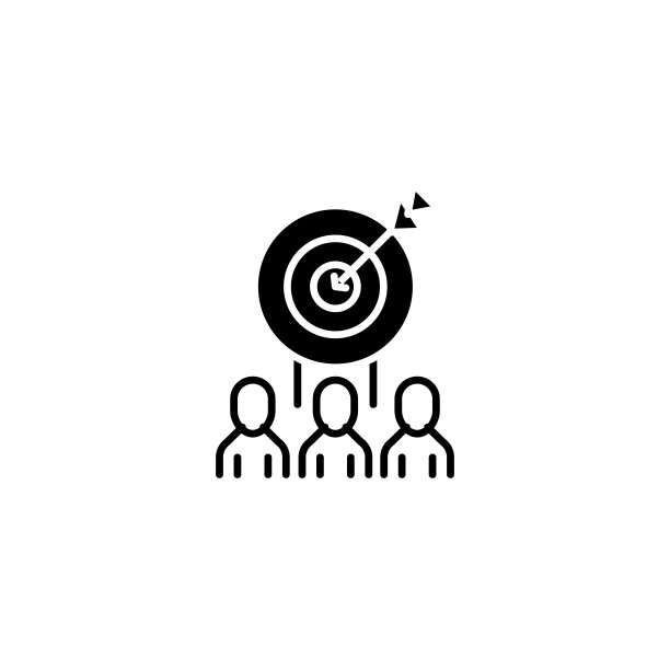 目标市场受众黑色图标概念。目标市场受众扁平矢量符号、标志、插图图片下载