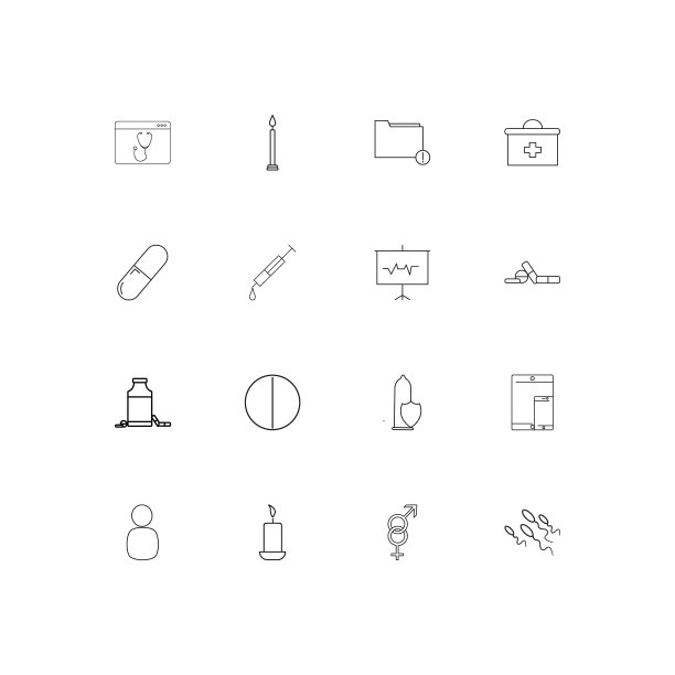 医疗保健和医疗线形瘦图标集。勾勒出简单的矢量图标图片下载