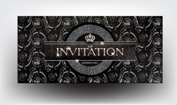 优雅的贵宾邀请卡，带有花卉设计背景。矢量图图片下载