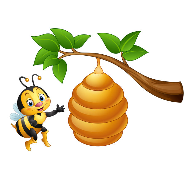 卡通蜜蜂和蜂箱图片下载