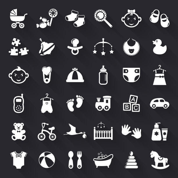 婴儿平坦的图标。向量集。图片下载