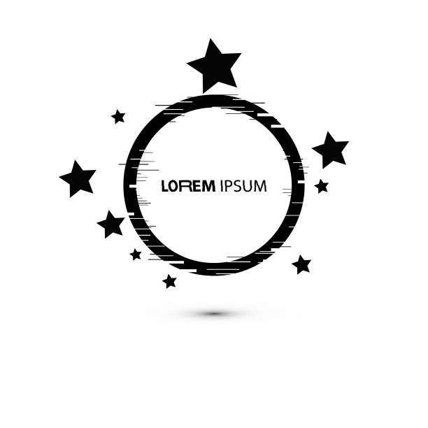 向量故障帧集。几何形状与扭曲效果和星星，辉光设计图形设计。矢量图图片下载