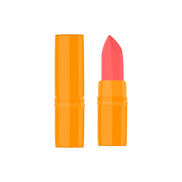 红色口红图标孤立在白色背景。平的插图图片下载