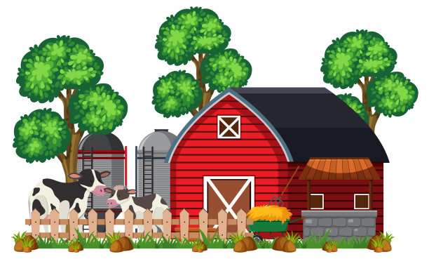 白色背景上的谷仓和农场图片下载