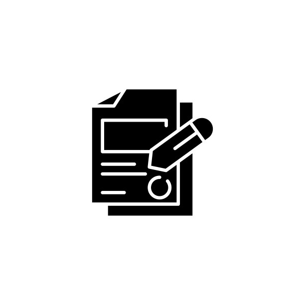 签署文件黑色图标概念：扁平矢量符号插图图片下载