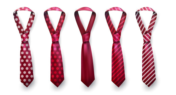 现实向量丝绸缎子条纹和点领带集图片下载