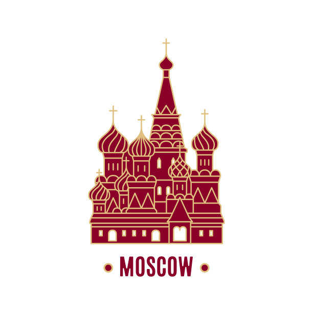 圣巴西尔大教堂矢量插图孤立在白色背景。线的艺术。莫斯科的地标。图片下载