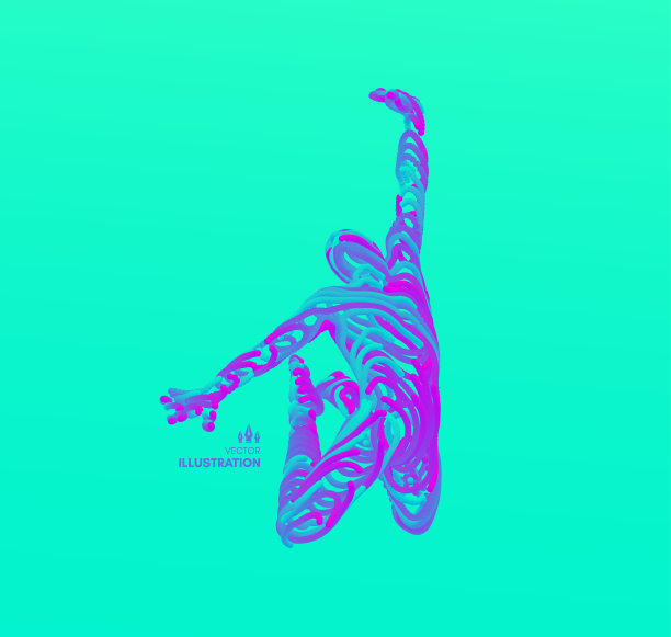 领导的概念。跳的人。体育锦标赛会徽。3 d矢量插图。连接到虚拟现实。图片下载