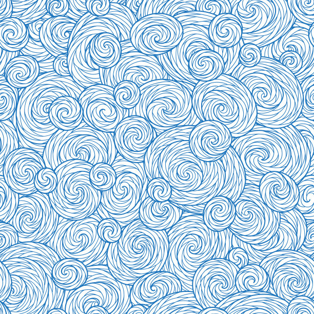 无缝抽象手绘波浪图案，波浪背景。图片下载